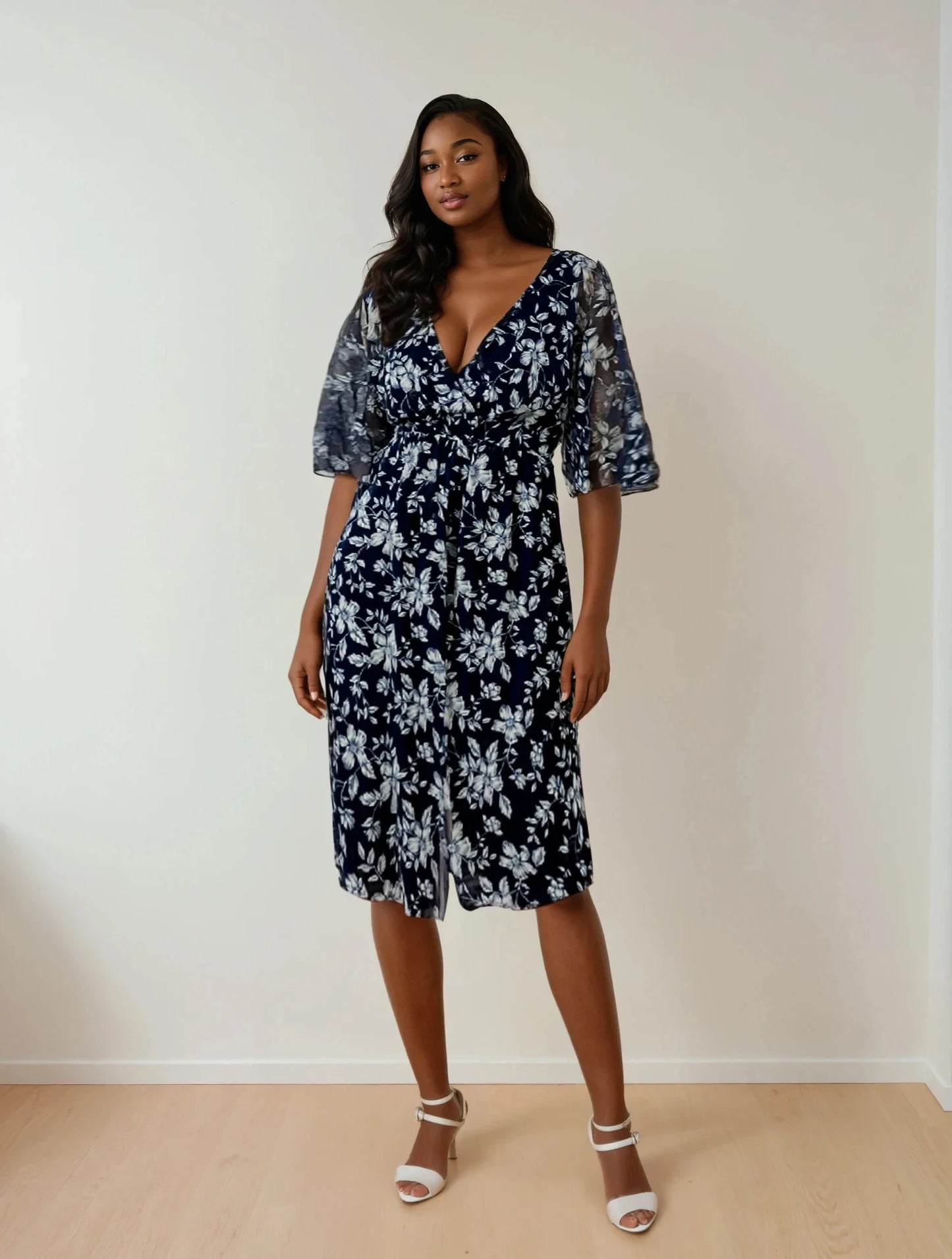 Dunkelblaues Flair-Kleid