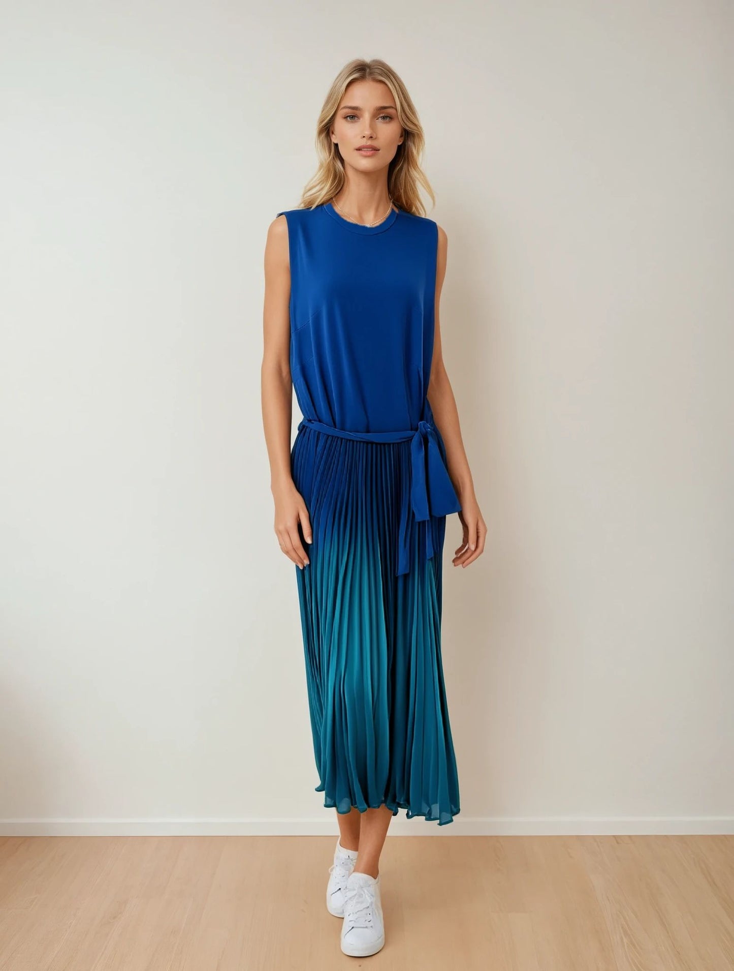 Plissiertes Midikleid mit Farbverlauf