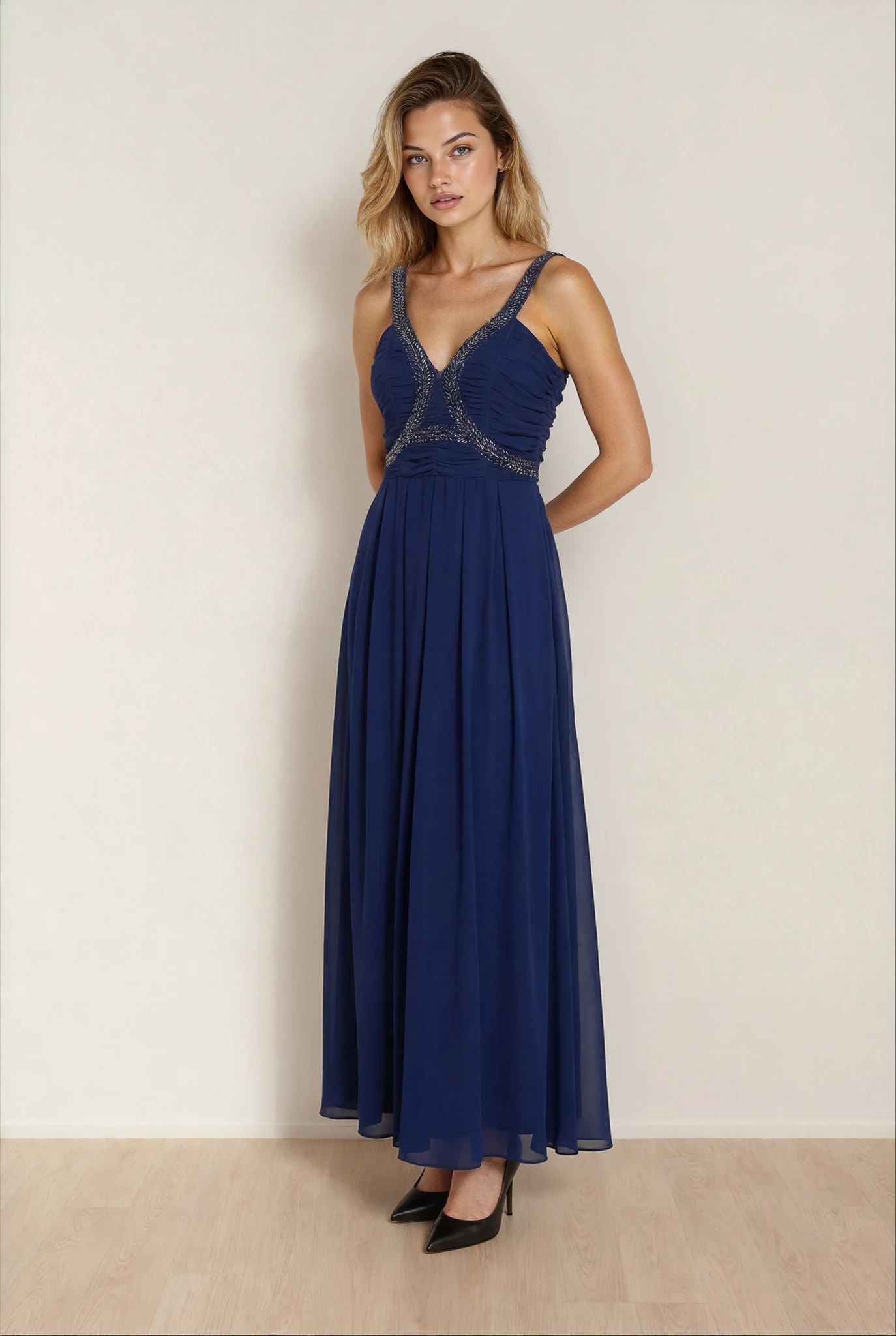 Blaues Eventkleid mit Glitzer