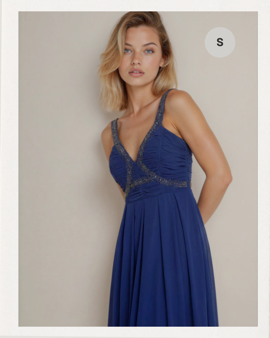 Blaues Eventkleid mit Glitzer