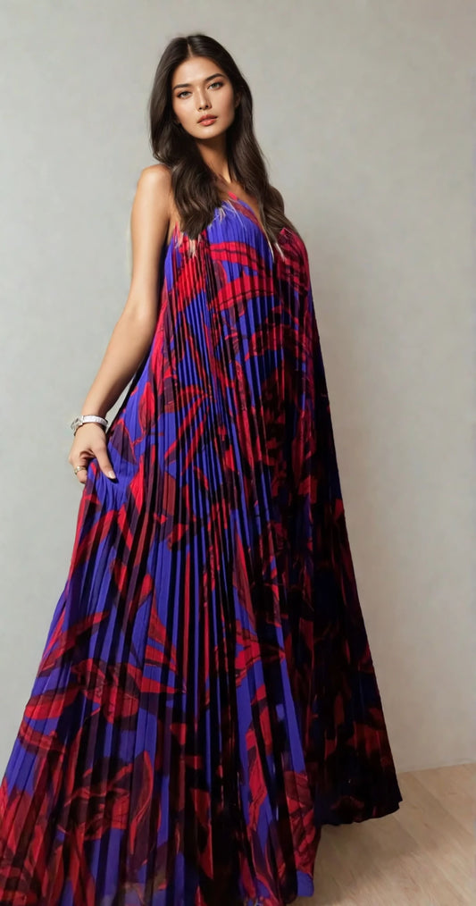 Violett-rotes Plisseekleid von Phase Eight
