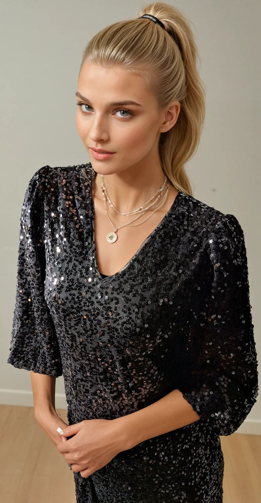 Schwarzes Paillettenkleid