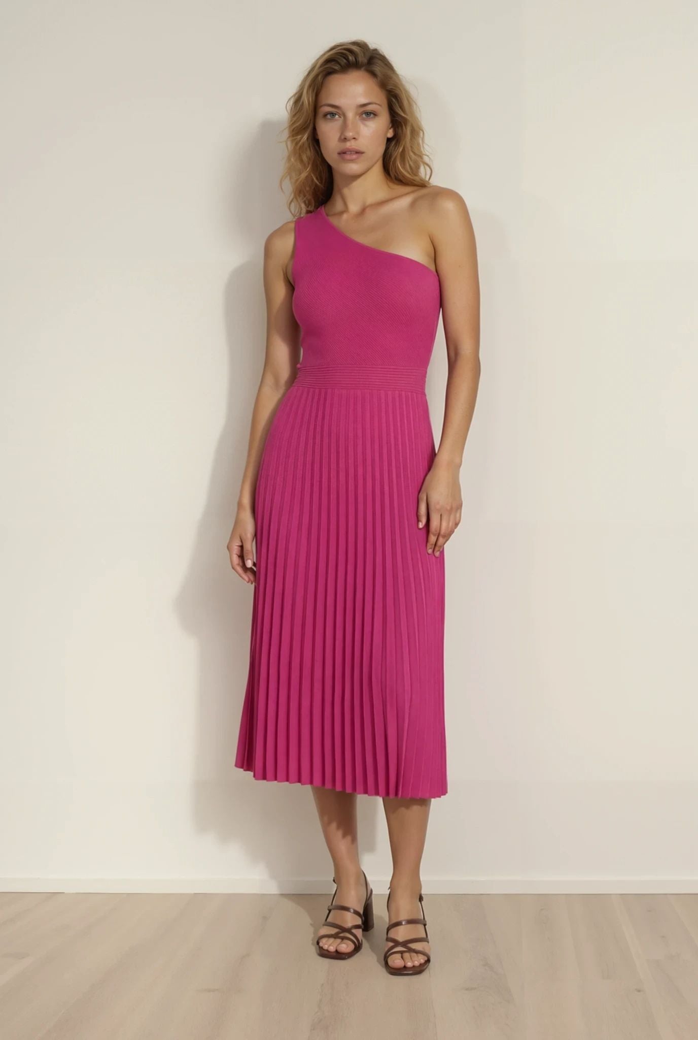 Ted Baker – Elegantes Plissee-Kleid in kräftigem Pink