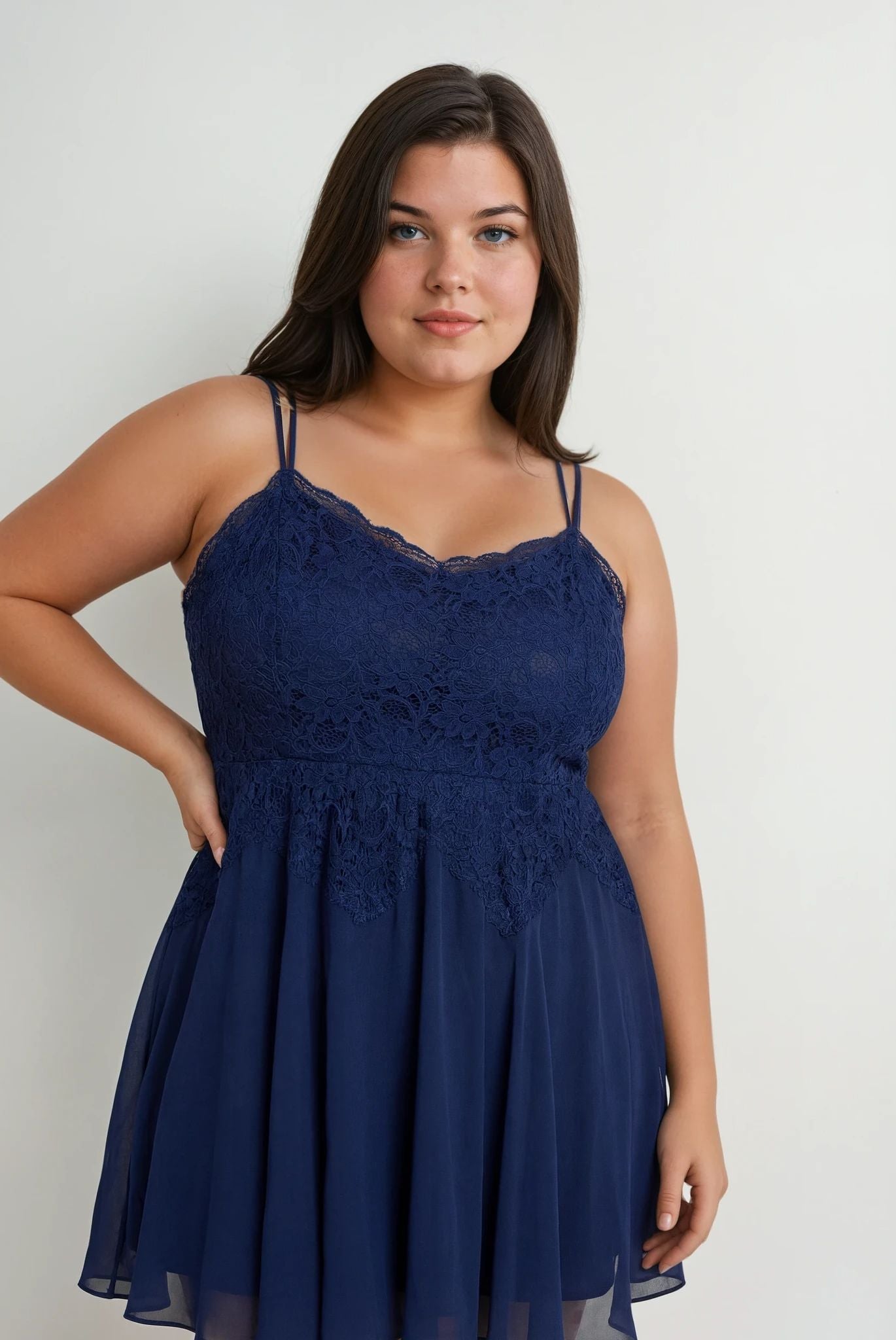 SWING – Spitze/Chiffon Kleid (Dunkelblau/Navy)