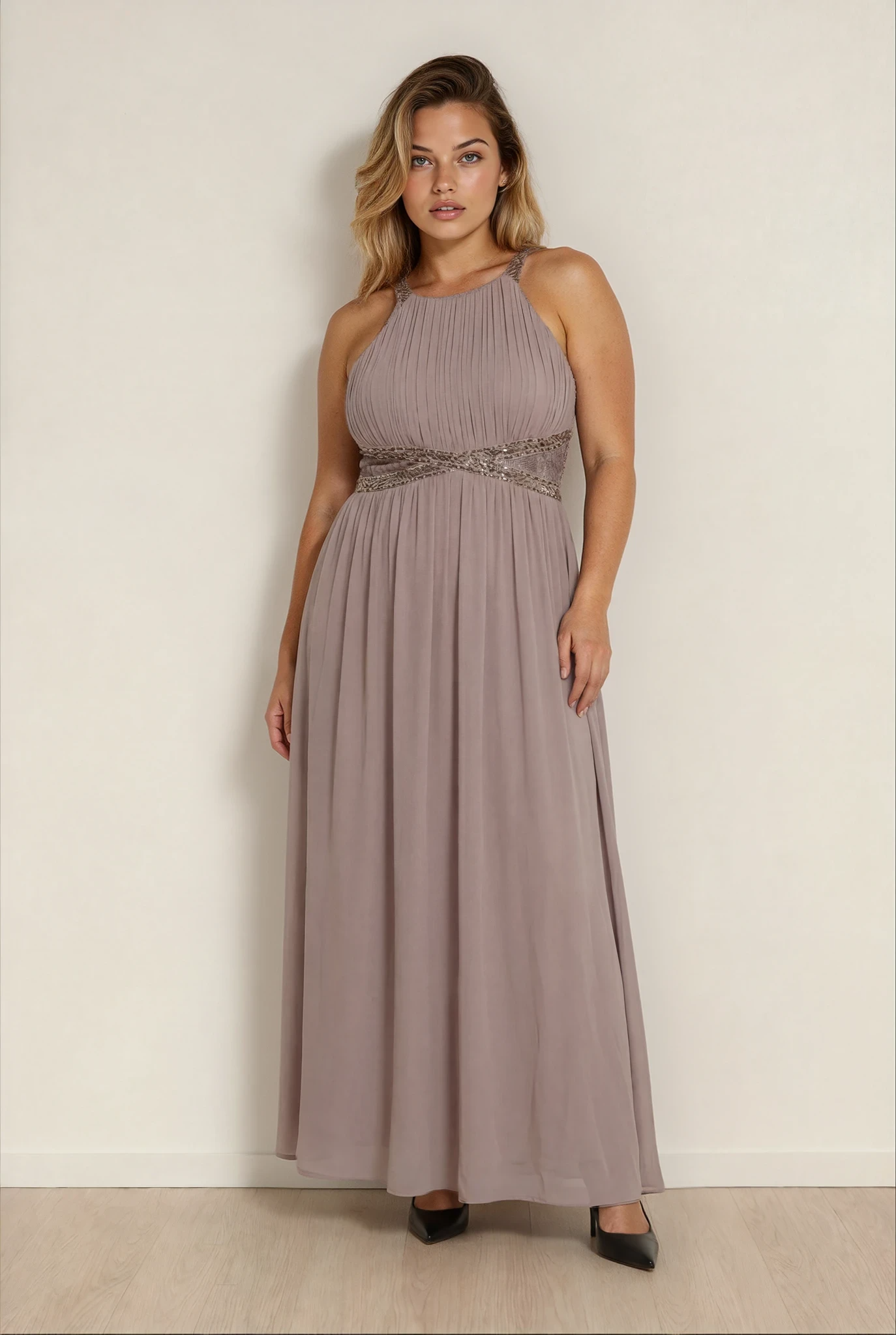 Little Mistress – Abendkleid in Taupe/Rosé-Mauve