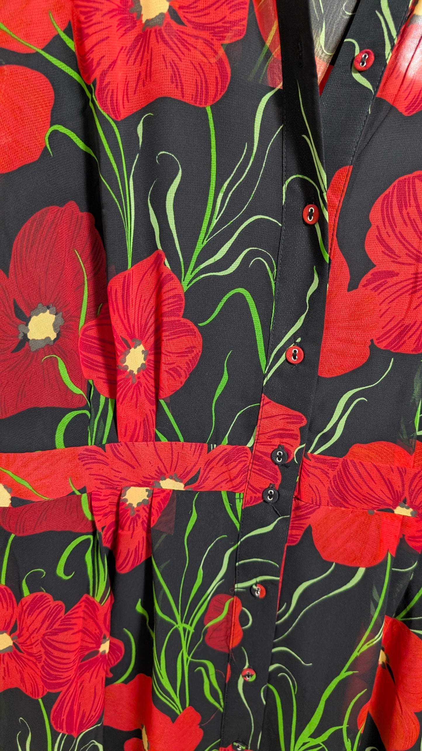 Nümph – Geblümtes Midikleid mit Mao‑Kragen