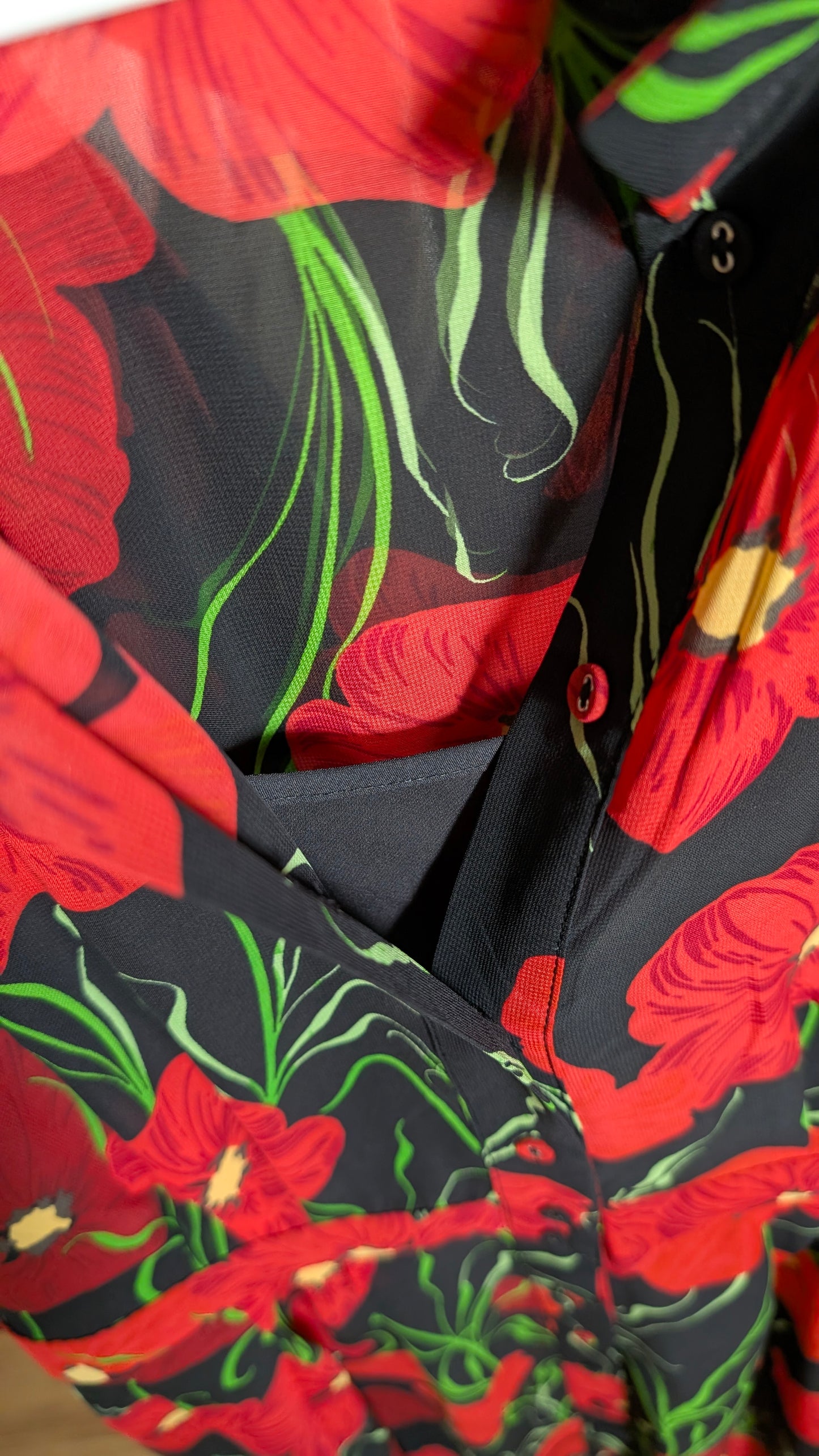 Nümph – Geblümtes Midikleid mit Mao‑Kragen