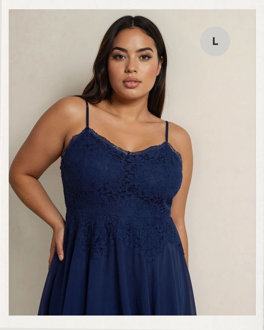 SWING – Spitze/Chiffon Kleid (Dunkelblau/Navy)