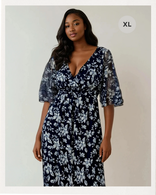 Dunkelblaues Flair-Kleid