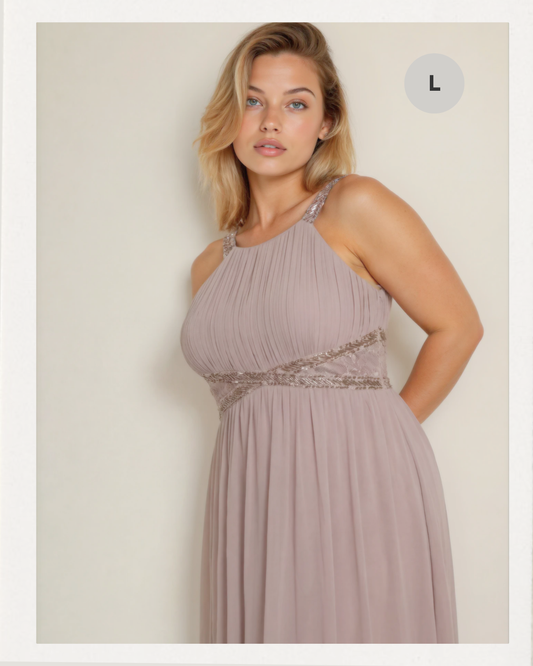 Little Mistress – Abendkleid in Taupe/Rosé-Mauve