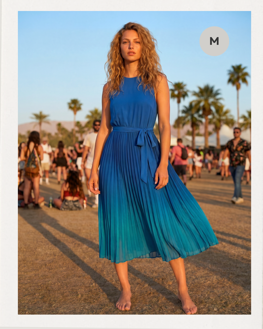 Plissiertes Midikleid mit Farbverlauf